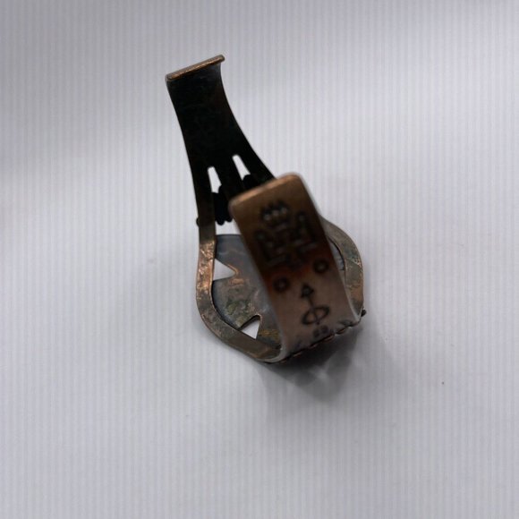 Solid Copper Native American Bird Turquoise Cuff Bracelet - Picture 3 of 6